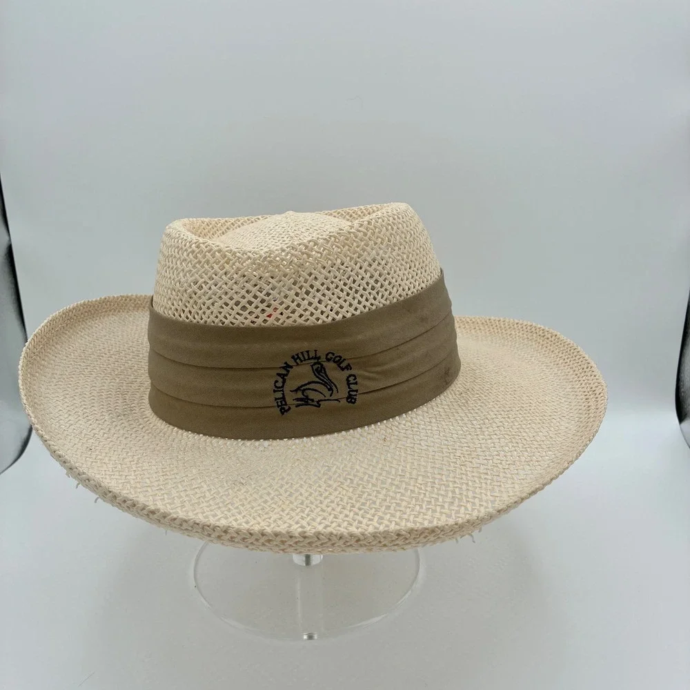 Pelican Hill Golf Club Straw Hat Ribbon Flower Accent Resort Style‎